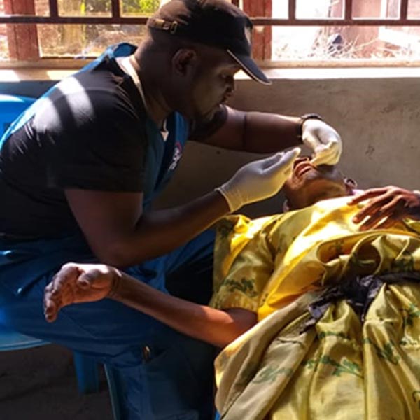 Caroline getting a tooth surgery